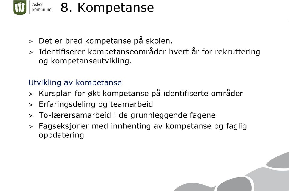 Utvikling av kompetanse > Kursplan for økt kompetanse på identifiserte områder >