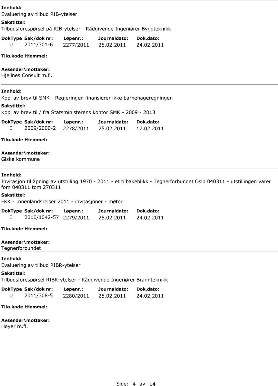 2011 Giske kommune nvitasjon til åpning av utstilling 1970-2011 - et tilbakeblikk - Tegnerforbundet Oslo 040311 - utstillingen varer fom 040311 tom 270311 FKK -