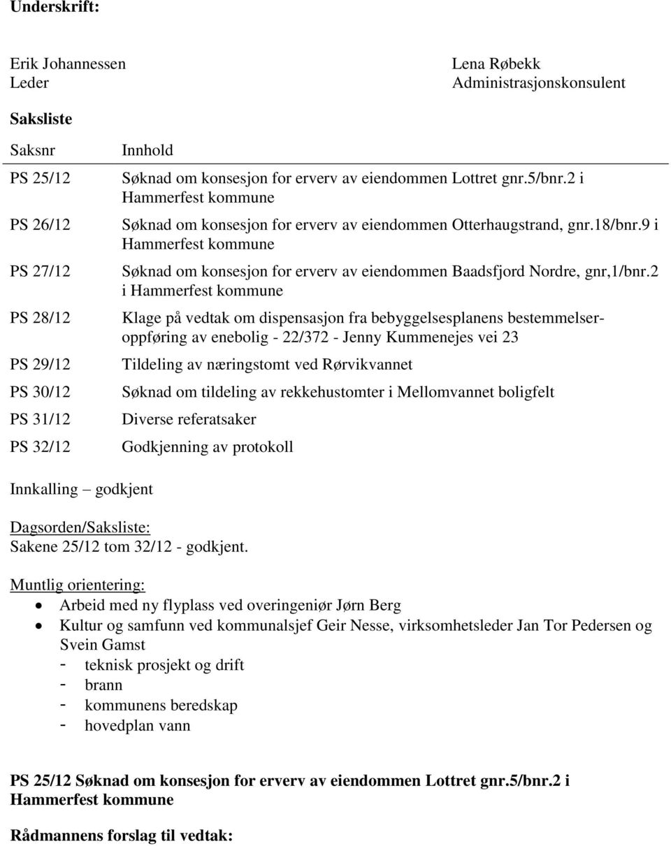 2 i Klage på vedtak om dispensasjon fra bebyggelsesplanens bestemmelseroppføring av enebolig - 22/372 - Jenny Kummenejes vei 23 Tildeling av næringstomt ved Rørvikvannet Søknad om tildeling av