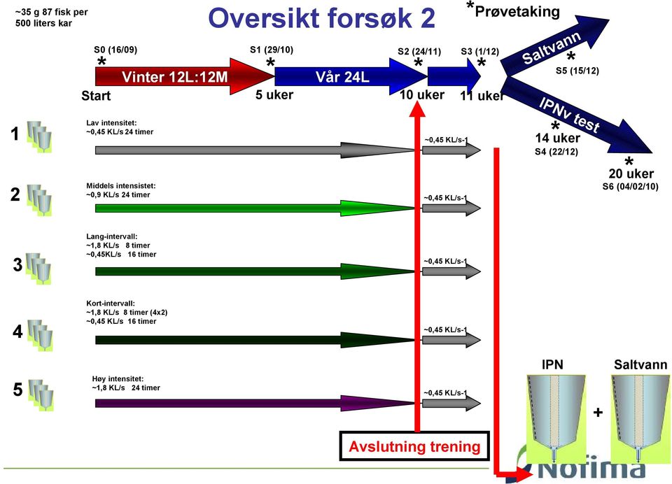 (15/12) IPNv test 14 uker S4 (22/12) 20 uker S6 (04/02/10) 3 Lang-intervall: ~1,8 KL/s 8 timer ~0,45KL/s 16 timer ~0,45 KL/s-1 4