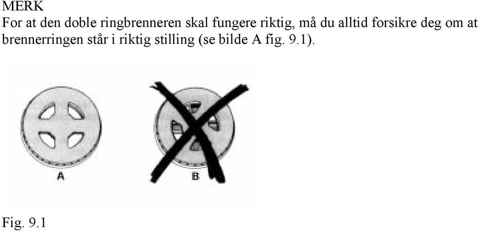 forsikre deg om at brennerringen står i