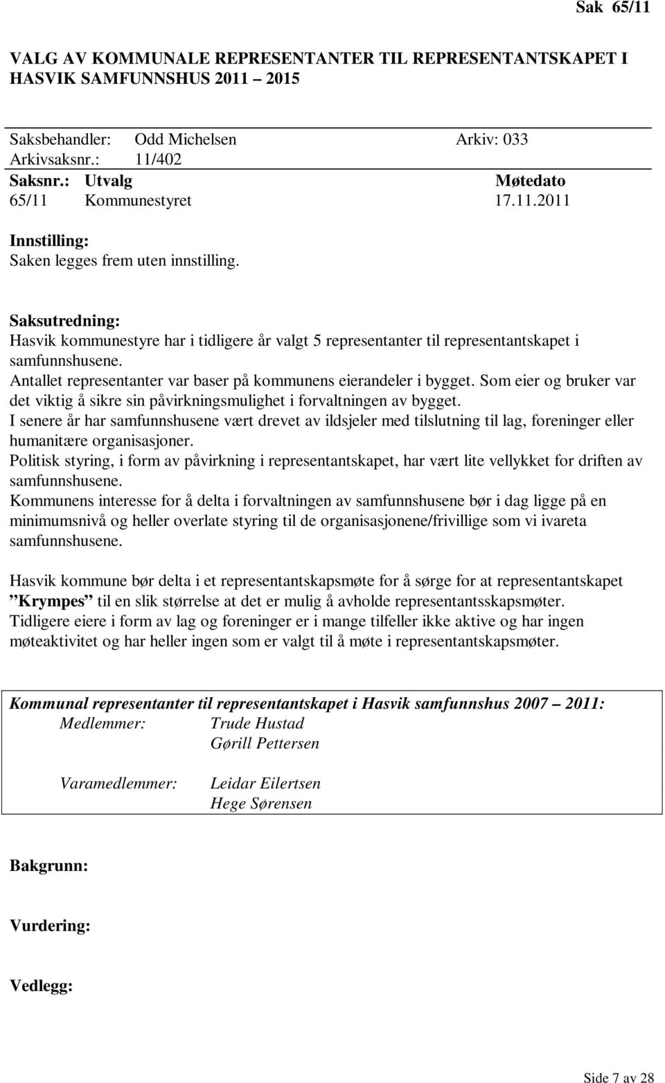 I senere år har samfunnshusene vært drevet av ildsjeler med tilslutning til lag, foreninger eller humanitære organisasjoner.