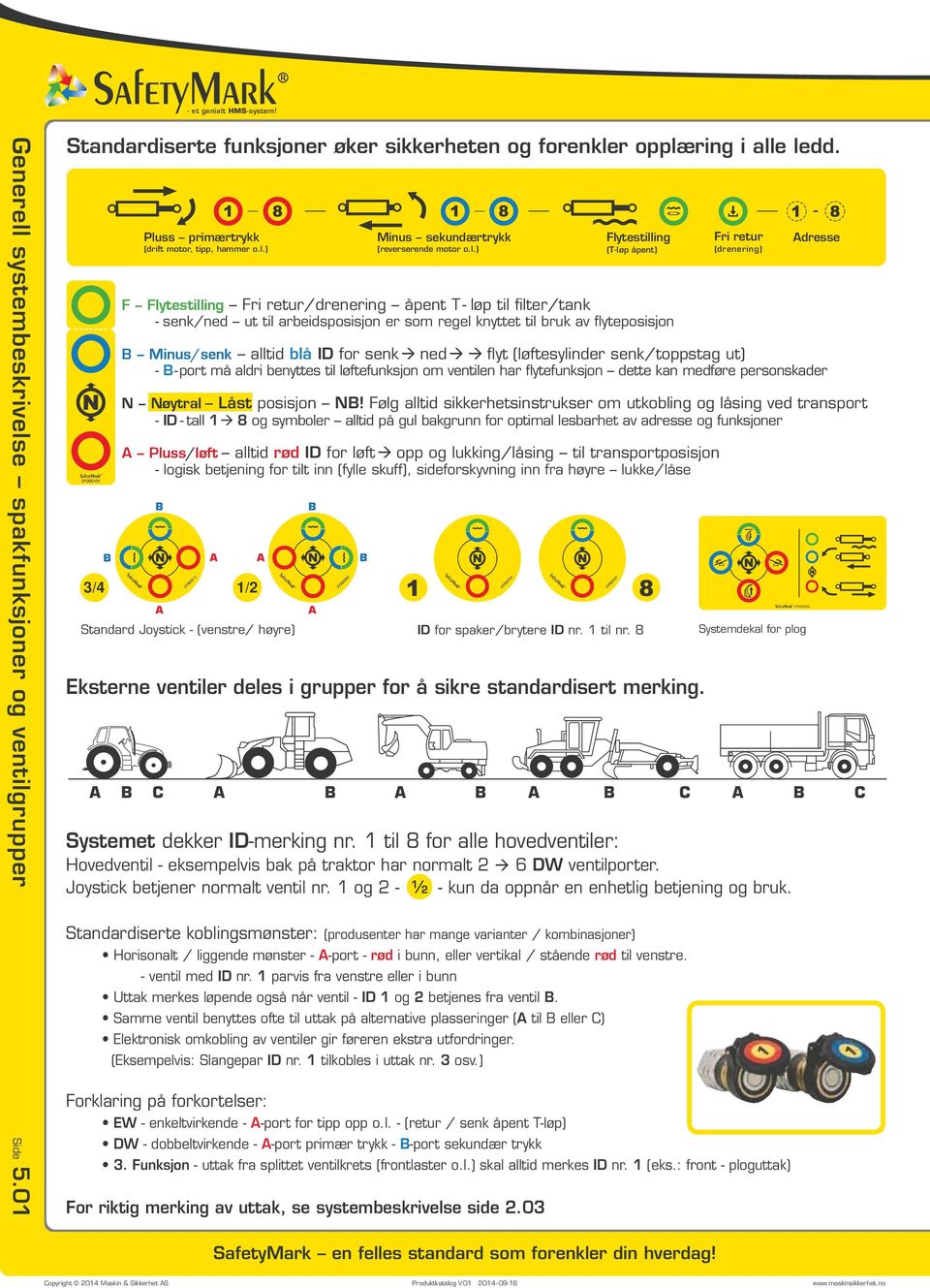 til 8 for alle hovedventiler: Hovedventil - eksempelvis bak på traktor har normalt 6 DW ventilporter. Joystick betjener normalt ventil nr. og - ½ - kun da oppnår en enhetlig betjening og bruk.