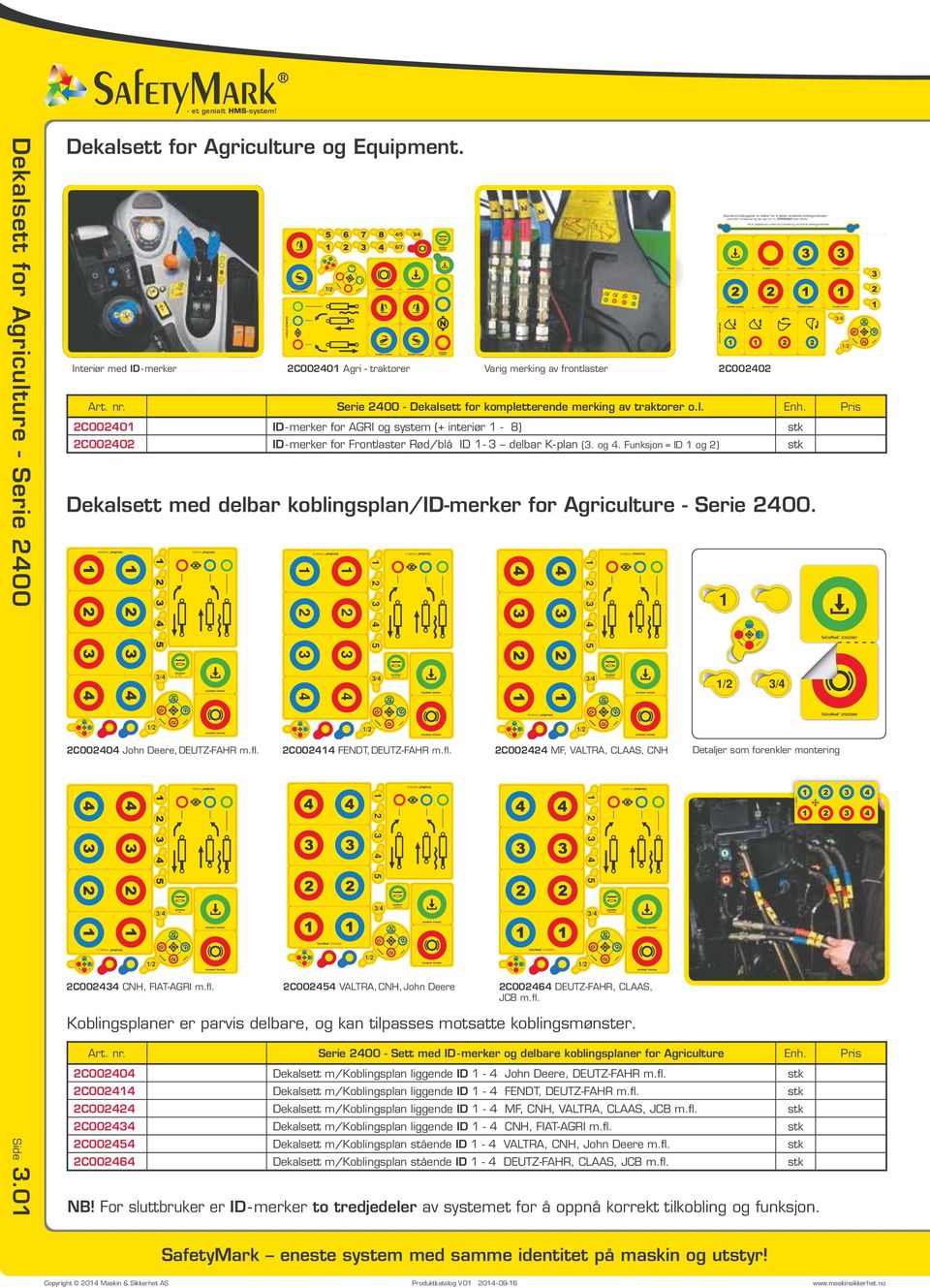 Pris C000 ID - merker for AGRI og system (+ interiør - 8) stk C000 ID - merker for Frontlaster Rød/blå ID - delbar K- plan (. og. Funksjon = ID og ) stk Dekalsett med delbar koblingsplan/id-merker for Agriculture - Serie 00.