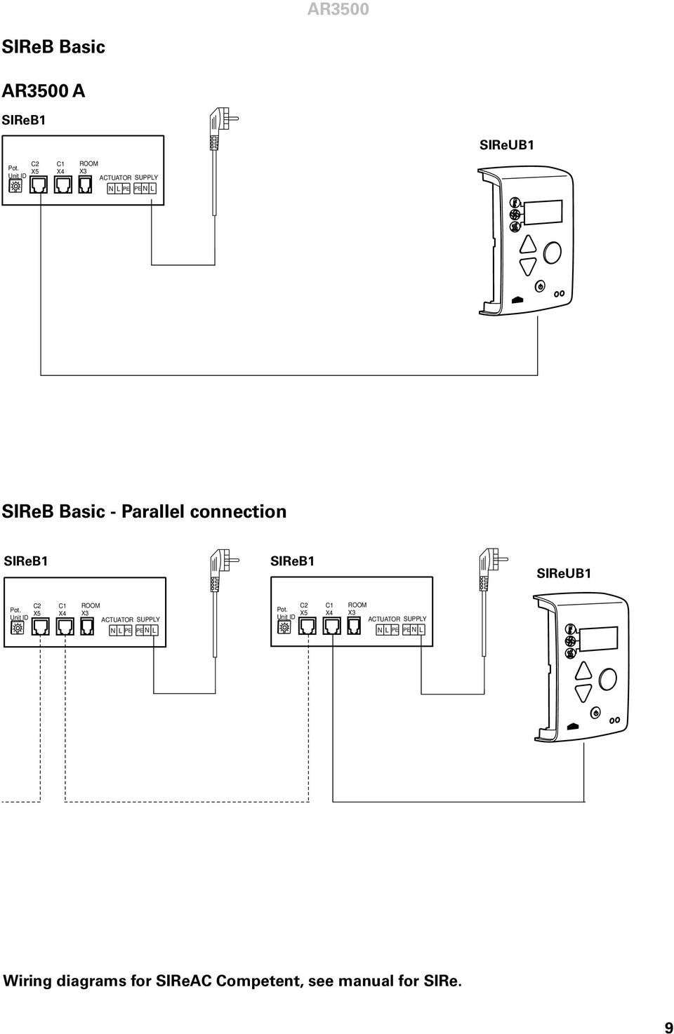 connection 230V~ 230V~ SIReUB1 C2 Pot.