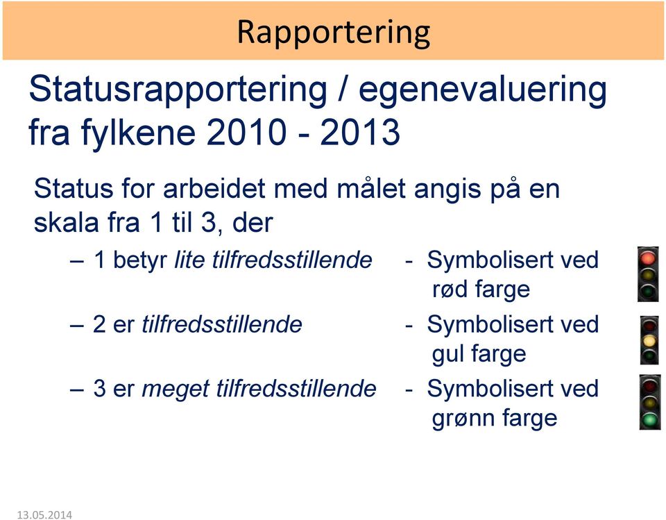 tilfredsstillende - Symbolisert ved rød farge 2 er tilfredsstillende -