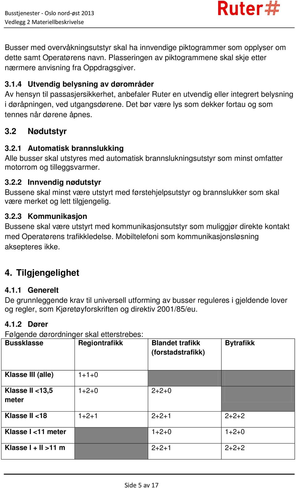 Det bør være lys som dekker fortau og som tennes når dørene åpnes. 3.2 