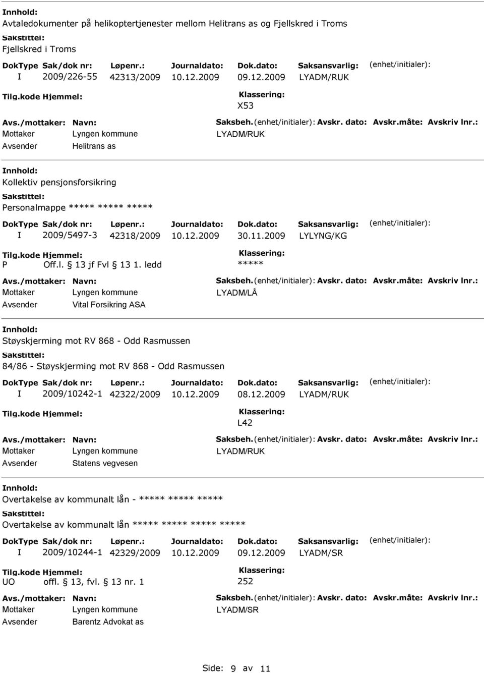 /mottaker: Navn: Saksbeh. Avskr. dato: Avskr.måte: Avskriv lnr.: LYADM/RK Statens vegvesen Overtakelse av kommunalt lån - Overtakelse av kommunalt lån 2009/10244-1 42329/2009 LYADM/SR O offl. 13, fvl.