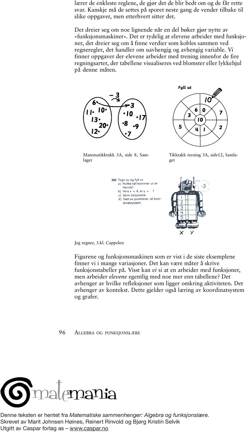 Det er tydelig at elevene arbeider med funksjoner, det dreier seg om å finne verdier som kobles sammen ved regneregler, det handler om uavhengig og avhengig variable.