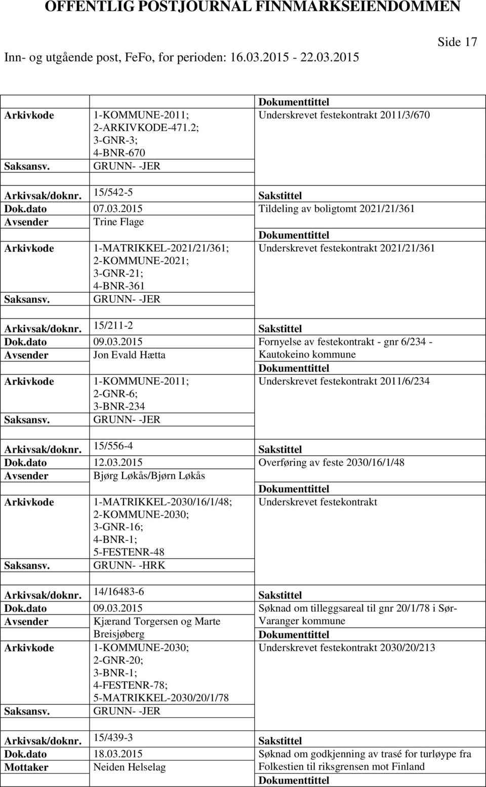 15/211-2 Sakstittel Dok.dato 09.03.