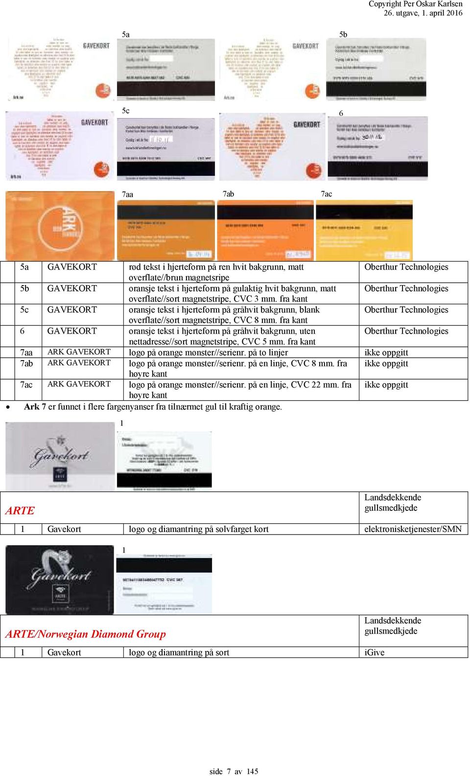 overflate//sort magnetstripe, CVC 3 mm. fra kant 5c GAVEKORT oransje tekst i hjerteform på gråhvit bakgrunn, blank overflate//sort magnetstripe, CVC 8 mm.