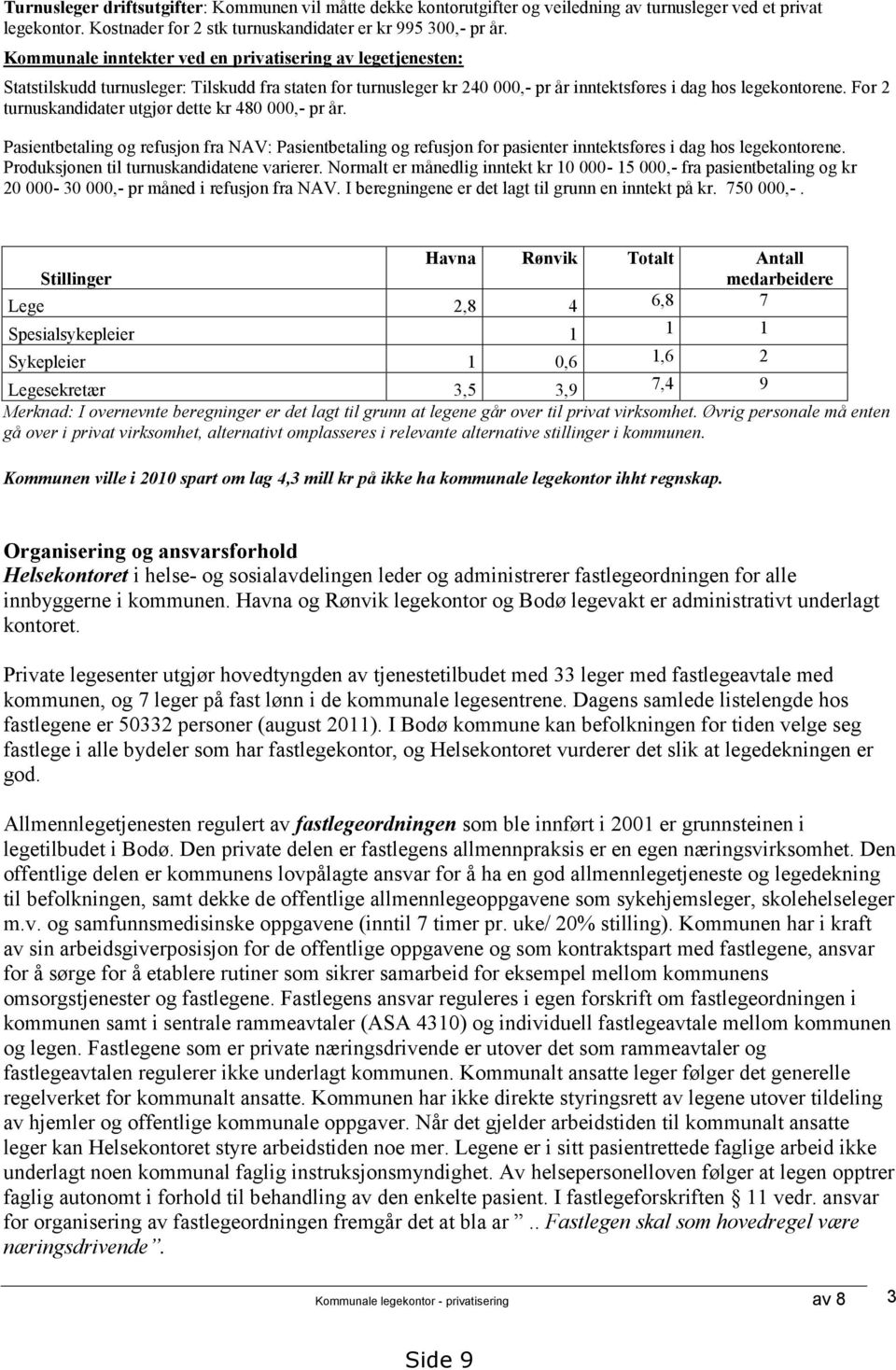 For 2 turnuskandidater utgjør dette kr 480 000,- pr år. Pasientbetaling og refusjon fra NAV: Pasientbetaling og refusjon for pasienter inntektsføres i dag hos legekontorene.