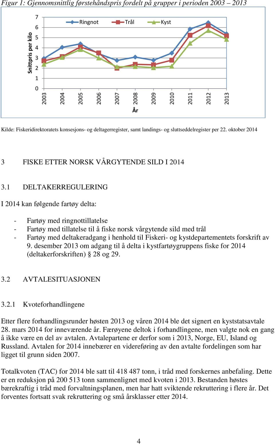 1 DELTAKERREGULERING I 2014 kan følgende fartøy delta: - Fartøy med ringnottillatelse - Fartøy med tillatelse til å fiske norsk vårgytende sild med trål - Fartøy med deltakeradgang i henhold til