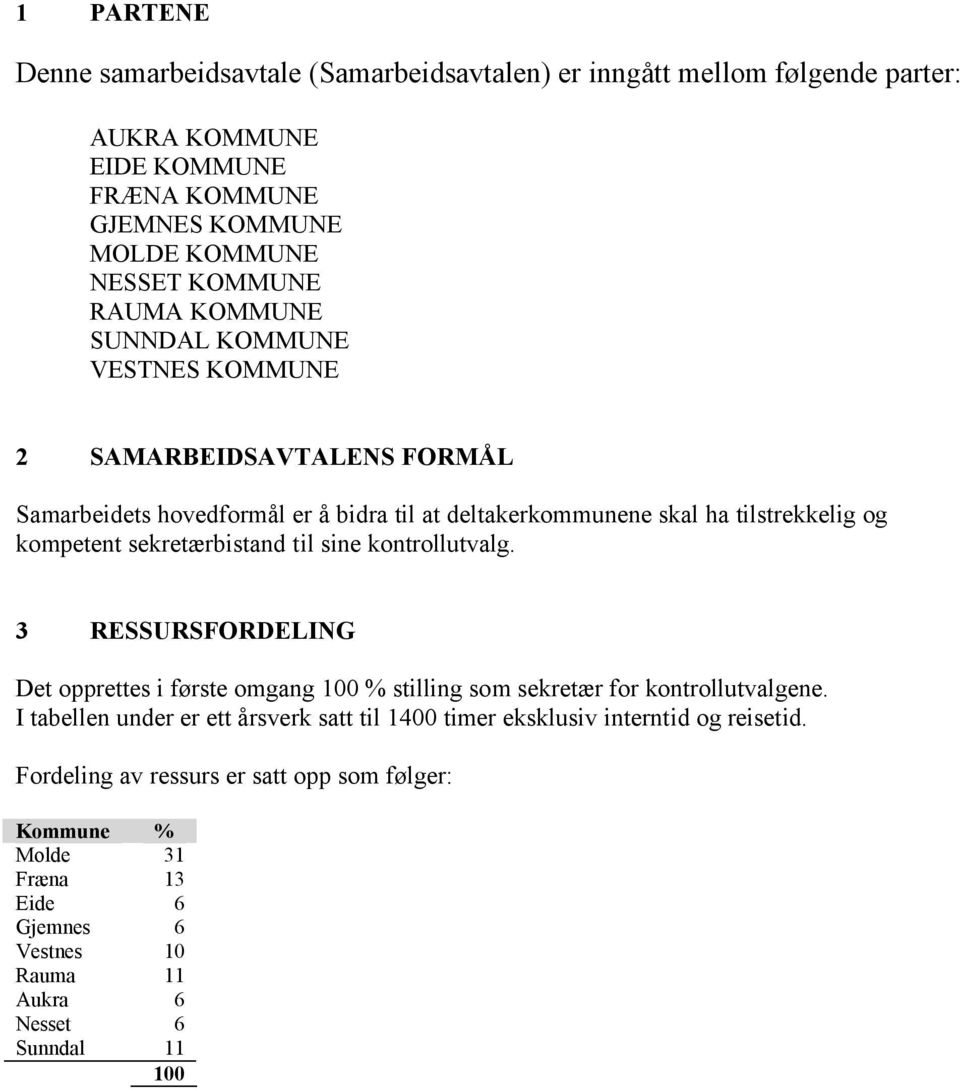 sekretærbistand til sine kontrollutvalg. 3 RESSURSFORDELING Det opprettes i første omgang 100 % stilling som sekretær for kontrollutvalgene.