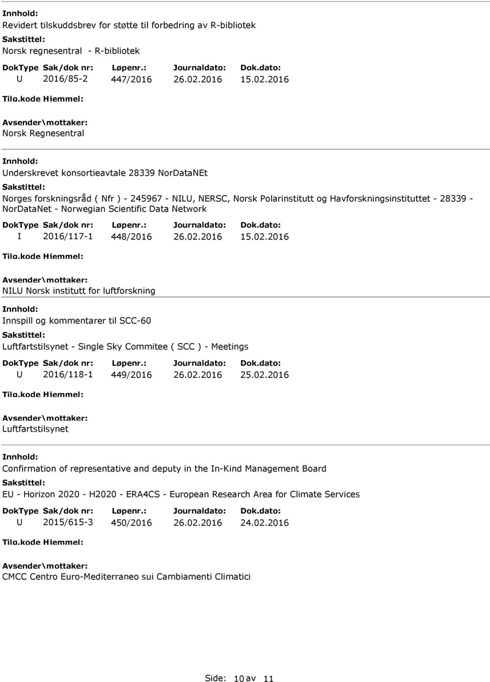 Norwegian Scientific Data Network 2016/117-1 448/2016 15.02.