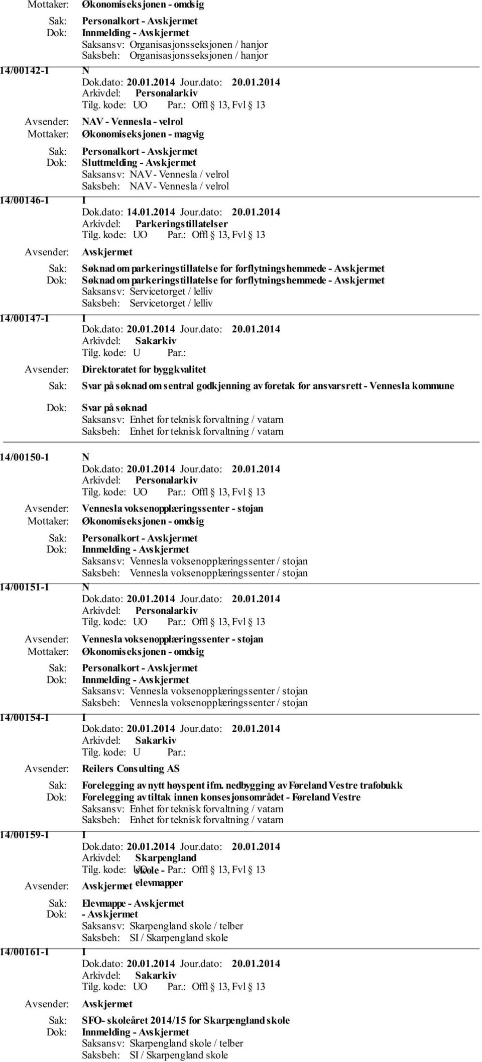 / lelliv Saksbeh: Servicetorget / lelliv 14/00147-1 I Direktoratet for byggkvalitet Svar på søknad om sentral godkjenning av foretak for ansvarsrett - Vennesla kommune Svar på søknad Saksansv: Enhet