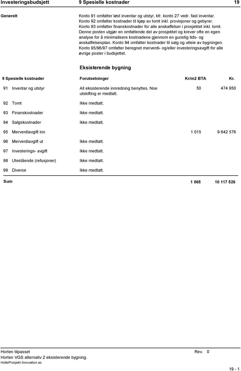 Denne posten utgjør en omfattende del av prosjektet og krever ofte en egen analyse for å minimalisere kostnadene gjennom en gunstig tids- og anskaffelsesplan.