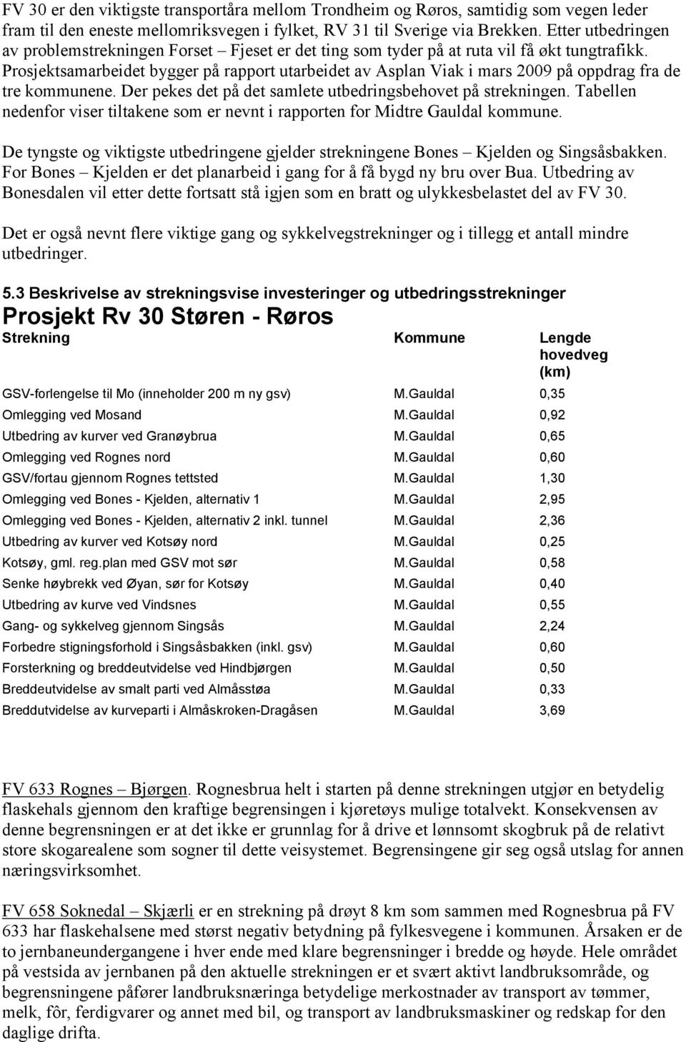 Prosjektsamarbeidet bygger på rapport utarbeidet av Asplan Viak i mars 2009 på oppdrag fra de tre kommunene. Der pekes det på det samlete utbedringsbehovet på strekningen.