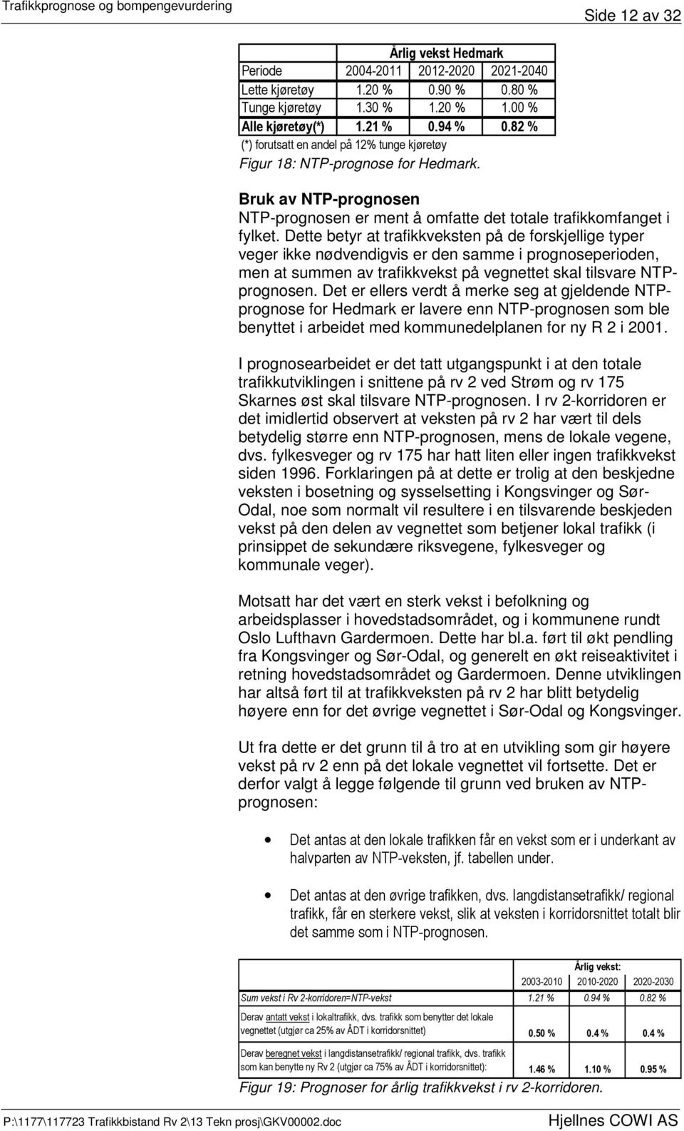 Dette betyr at trafikkveksten på de forskjellige typer veger ikke nødvendigvis er den samme i prognoseperioden, men at summen av trafikkvekst på vegnettet skal tilsvare NTPprognosen.