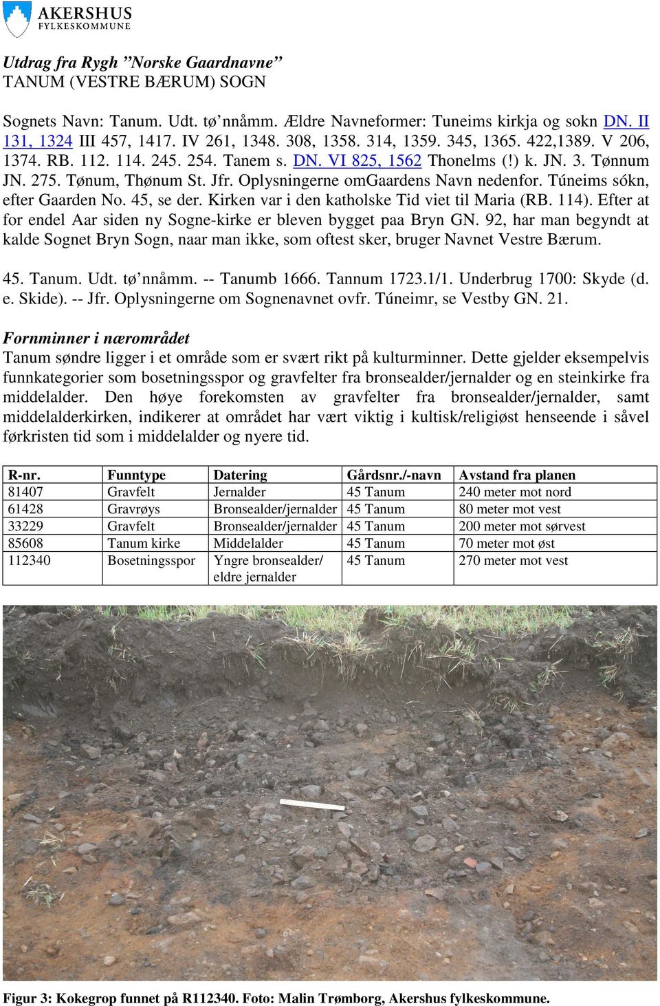 Túneims sókn, efter Gaarden No. 45, se der. Kirken var i den katholske Tid viet til Maria (RB. 114). Efter at for endel Aar siden ny Sogne-kirke er bleven bygget paa Bryn GN.