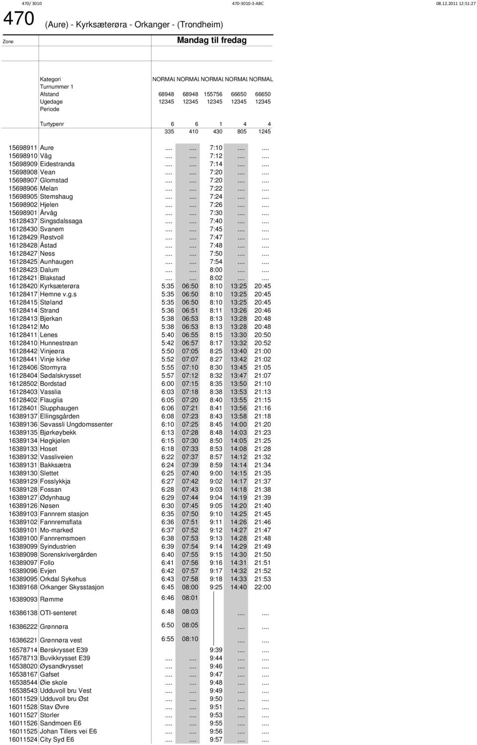 ..... 15698907 Glomstad...... 07:20...... 15698906 Melan...... 07:22...... 15698905 Stemshaug...... 07:24...... 15698902 Hjelen...... 07:26...... 15698901 Årvåg...... 07:30...... 16128437 Singsdalssaga.