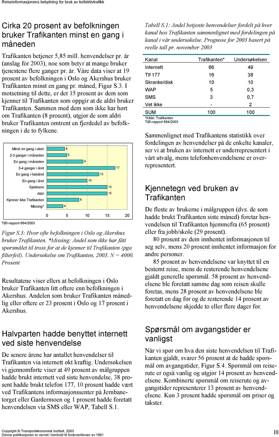 . I motsetning til dette, er det 15 prosent av dem som kjenner til Trafikanten som oppgir at de aldri bruker Trafikanten.