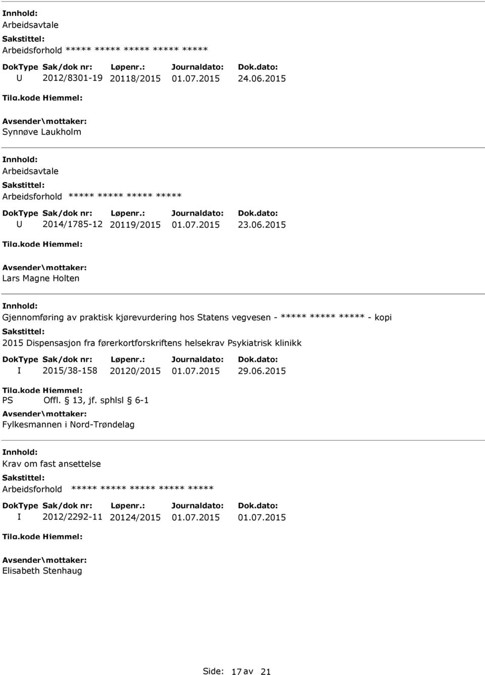 - kopi 2015 Dispensasjon fra førerkortforskriftens helsekrav Psykiatrisk klinikk 2015/38-158 20120/2015