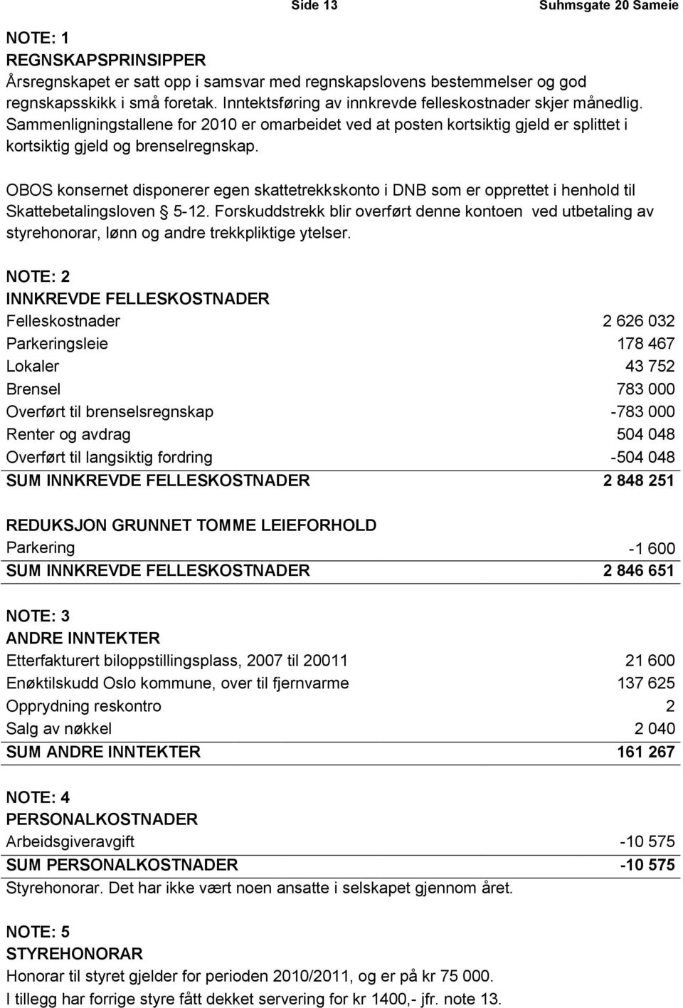 OBOS konsernet disponerer egen skattetrekkskonto i DNB som er opprettet i henhold til Skattebetalingsloven 5-12.