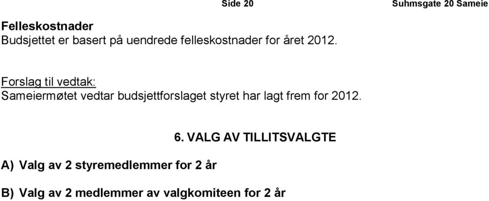 budsjettforslaget styret har lagt frem for 2012.