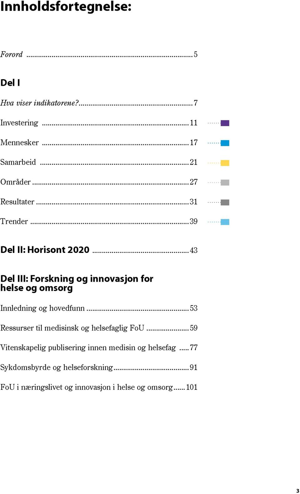 ..43 Del III: Forskning og innovasjon for helse og omsorg Innledning og hovedfunn.