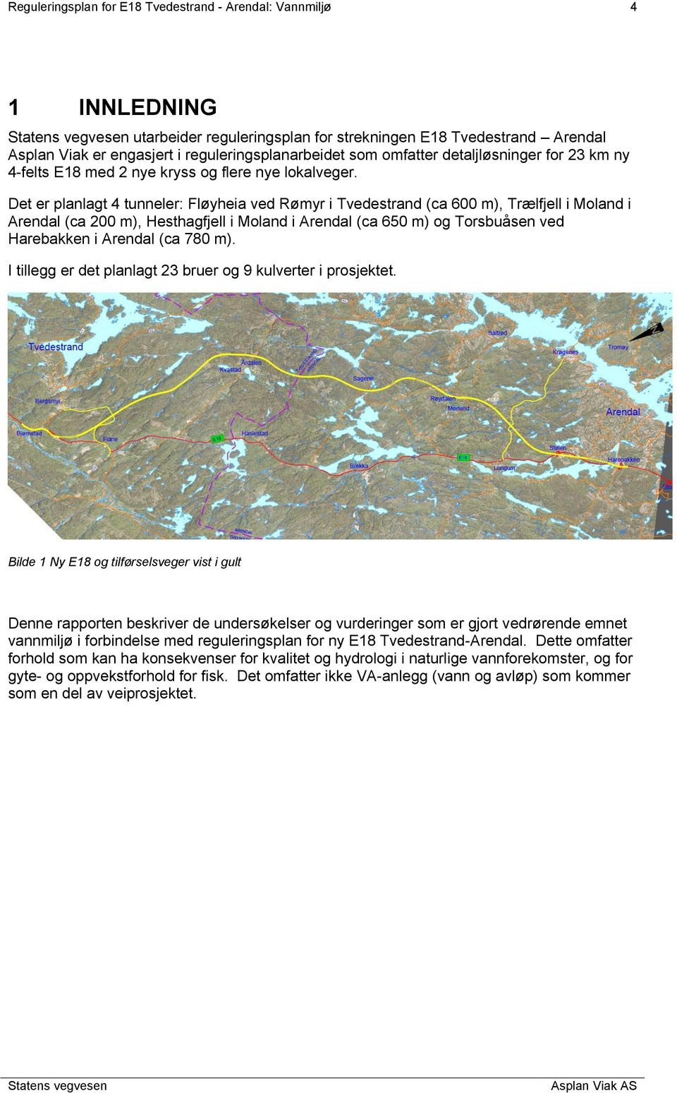 Det er planlagt 4 tunneler: Fløyheia ved Rømyr i Tvedestrand (ca 600 m), Trælfjell i Moland i Arendal (ca 200 m), Hesthagfjell i Moland i Arendal (ca 650 m) og Torsbuåsen ved Harebakken i Arendal (ca