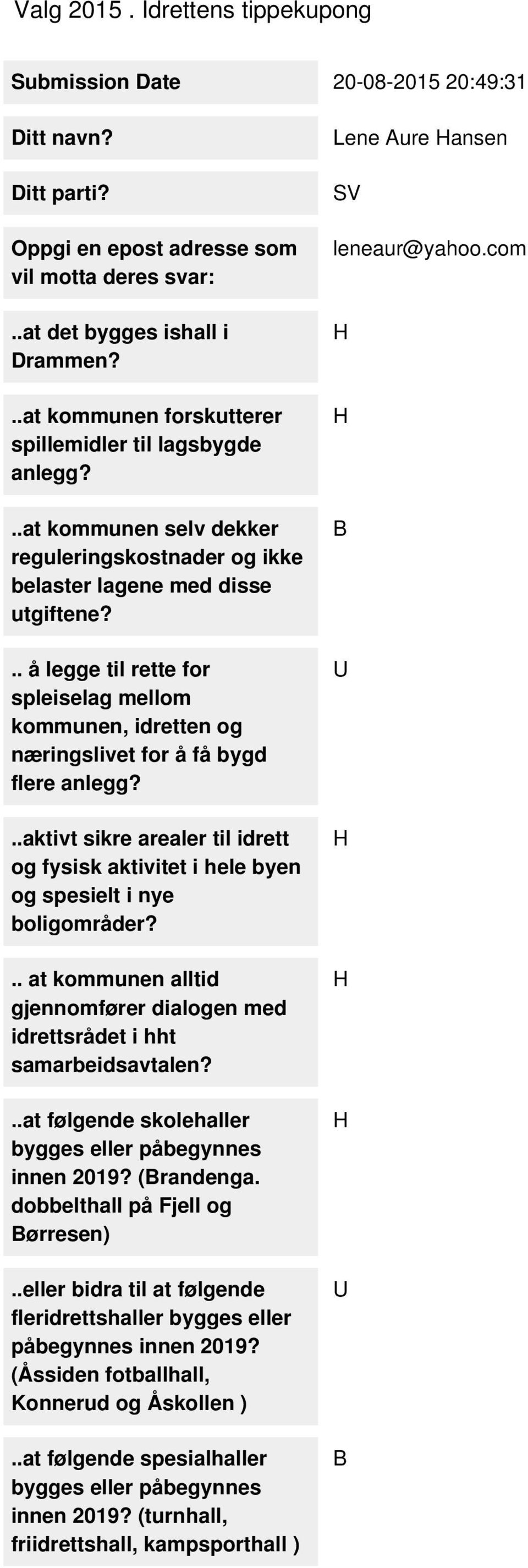 .. å legge til rette for spleiselag mellom kommunen, idretten og næringslivet for å få bygd flere anlegg?..aktivt sikre arealer til idrett og fysisk aktivitet i hele byen og spesielt i nye.