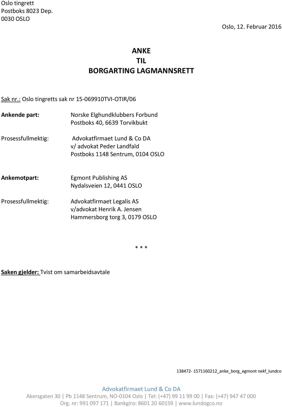 ANKE TIL BORGARTING LAGMANNSRETT - PDF Free Download