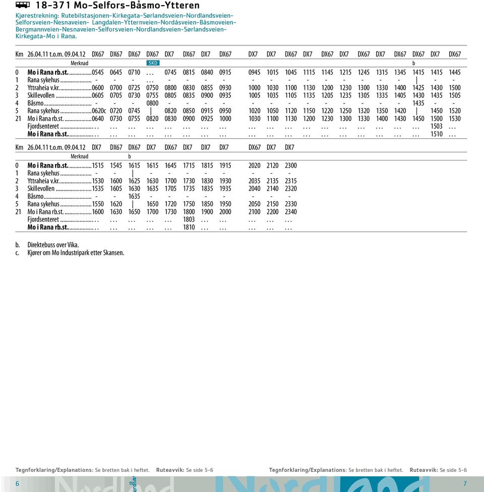 11 t.o.m. 09.04.12 DX67 DX67 DX67 DX67 DX7 DX67 DX7 DX67 DX7 DX7 DX67 DX7 DX67 DX7 DX67 DX7 DX67 DX67 DX7 DX67 SKD b 0 Mo i Rana rb.st...0545 0645 0710.