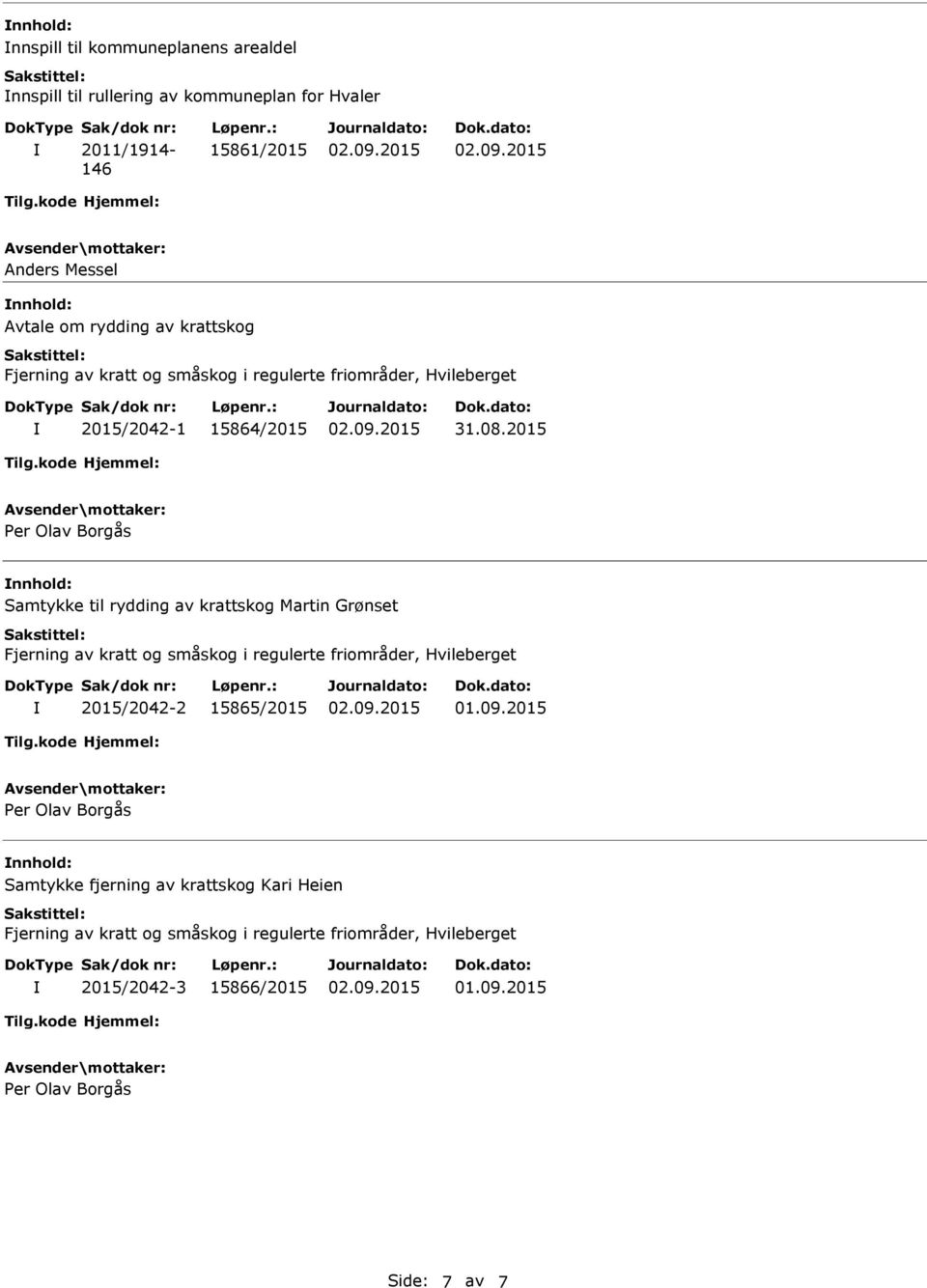 krattskog Martin Grønset Fjerning av kratt og småskog i regulerte friområder, Hvileberget 2015/2042-2 15865/2015 Per Olav Borgås Samtykke