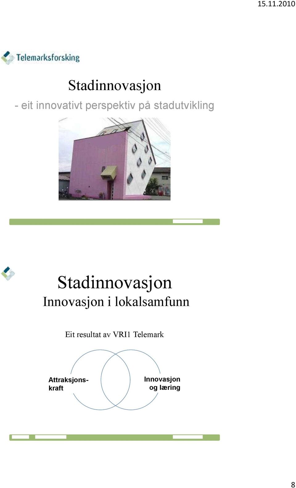 Kobro Stadinnovasjon Innovasjon i lokalsamfunn Eit