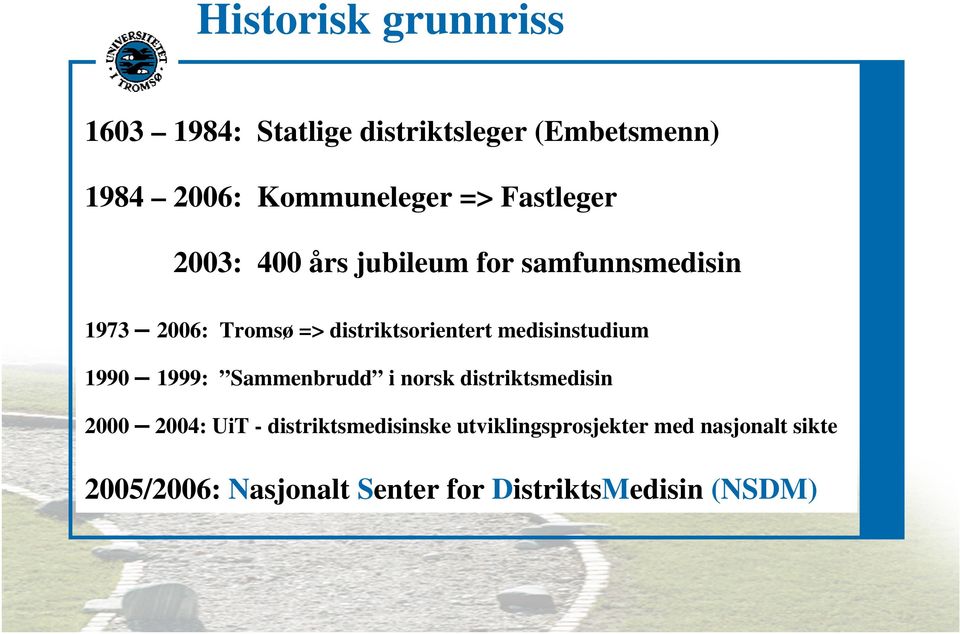 medisinstudium 1990 1999: Sammenbrudd i norsk distriktsmedisin 2000 2004: UiT -