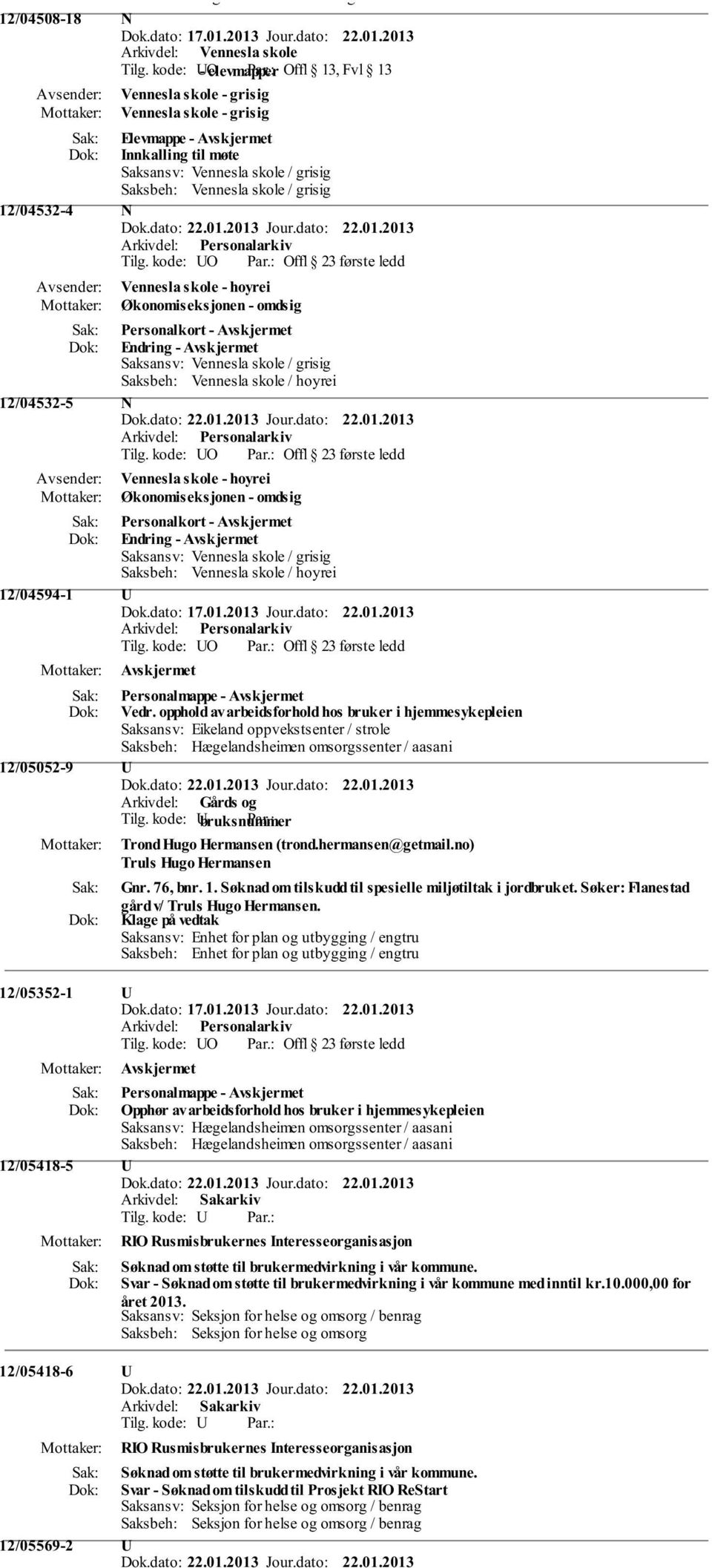 Økonomiseksjonen - omdsig Endring - Saksansv: Vennesla skole / grisig Saksbeh: Vennesla skole / hoyrei 12/04532-5 N Vennesla skole - hoyrei Økonomiseksjonen - omdsig Endring - Saksansv: Vennesla