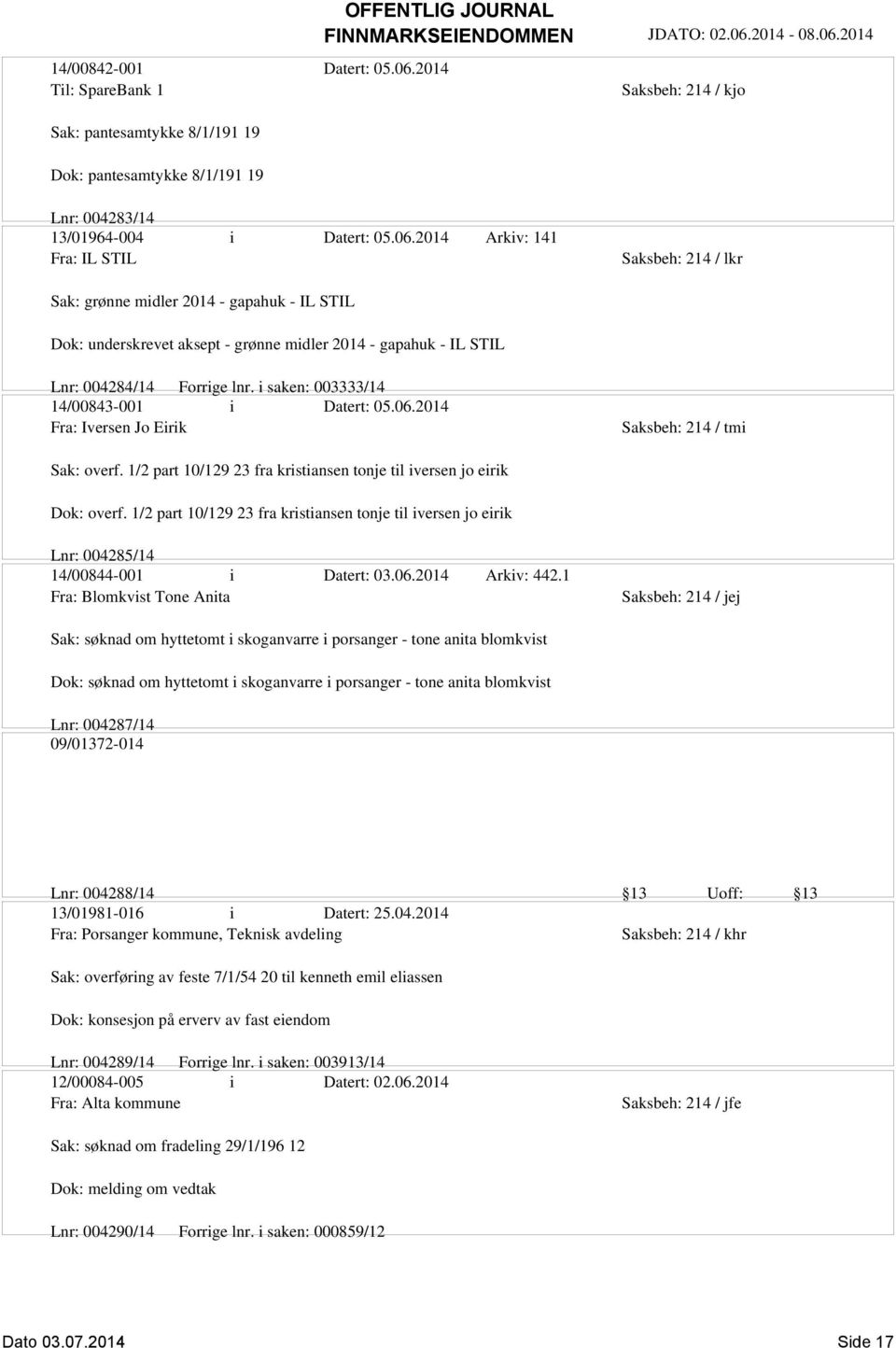 2014 Arkiv: 141 Fra: IL STIL Saksbeh: 214 / lkr Sak: grønne midler 2014 - gapahuk - IL STIL Dok: underskrevet aksept - grønne midler 2014 - gapahuk - IL STIL Lnr: 004284/14 Forrige lnr.