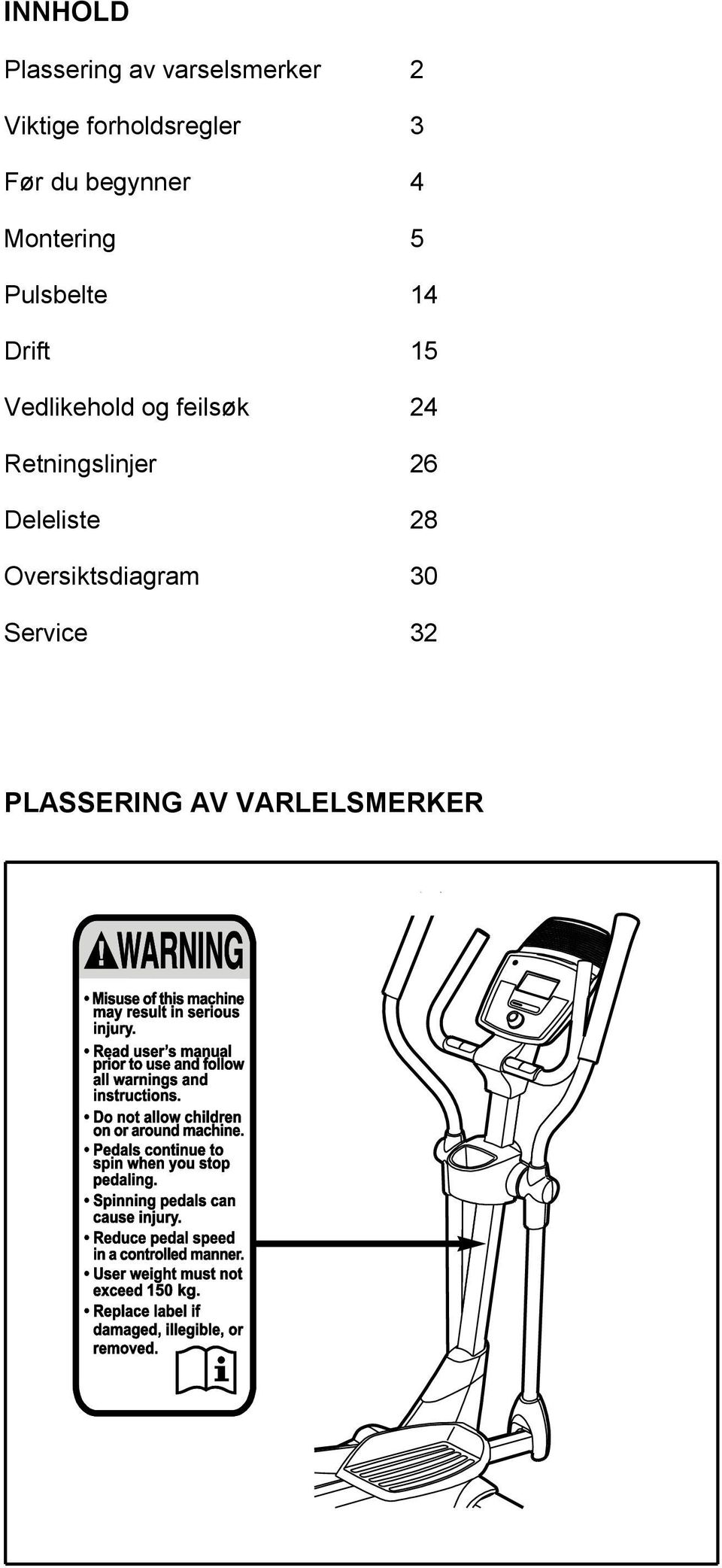 14 Drift 15 Vedlikehold og feilsøk 24 Retningslinjer 26