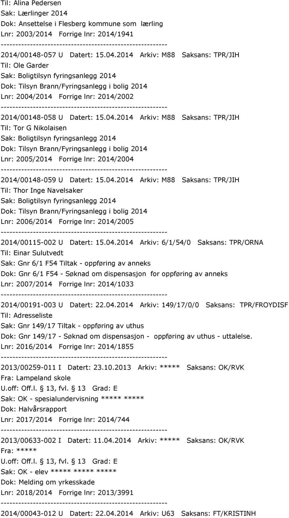 2014 Forrige lnr: 2014/2002 2014/00148-058 U Datert: 15.04.