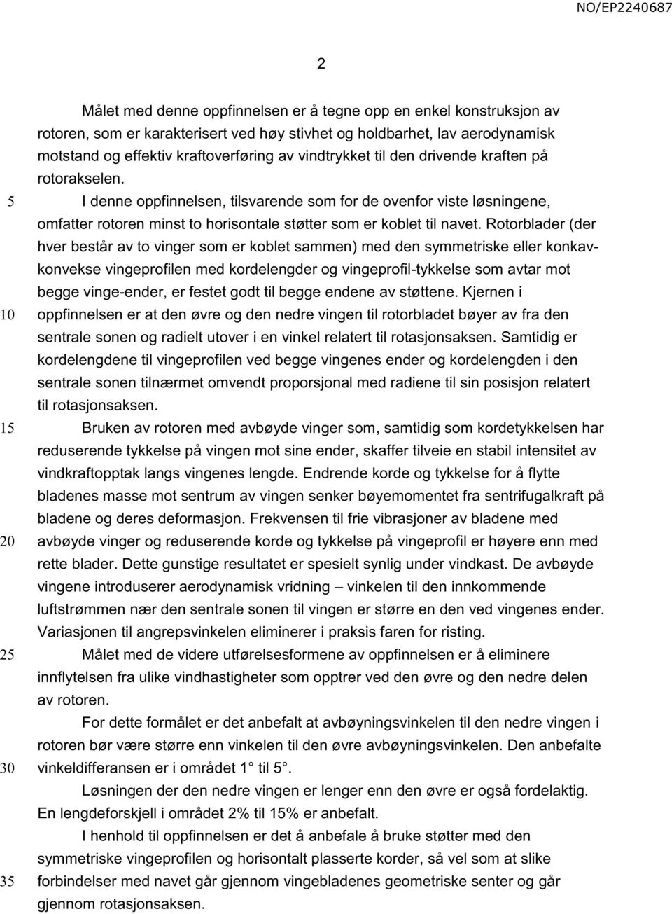 Rotorblader (der hver består av to vinger som er koblet sammen) med den symmetriske eller konkavkonvekse vingeprofilen med kordelengder og vingeprofil-tykkelse som avtar mot begge vinge-ender, er