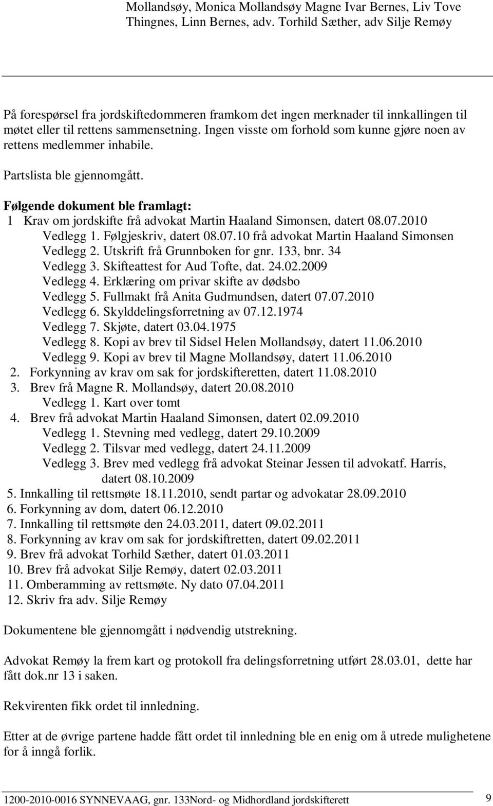 Ingen visste om forhold som kunne gjøre noen av rettens medlemmer inhabile. Partslista ble gjennomgått.