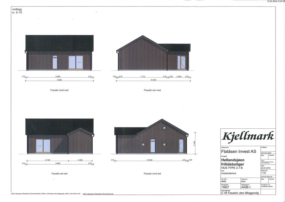 archcad19.pn Konlroll utførende hallansjøen frtdsbolg 2.1B.archcad19.pn; A40B-1 2.1B Fasader uten tlleggsvalg; 100%; 19.01.