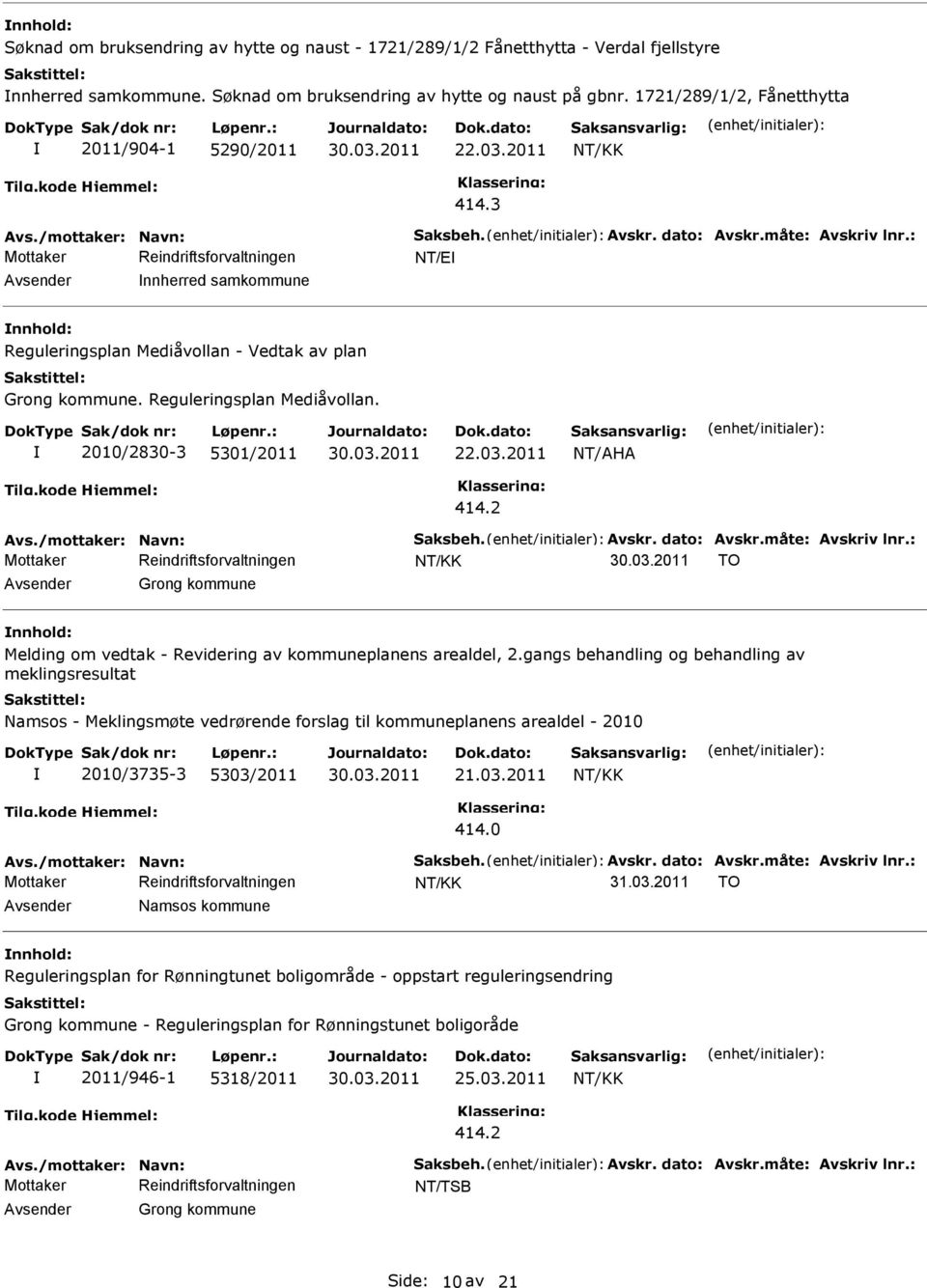 2 TO Avsender Grong kommune nnhold: Melding om vedtak - Revidering av kommuneplanens arealdel, 2.