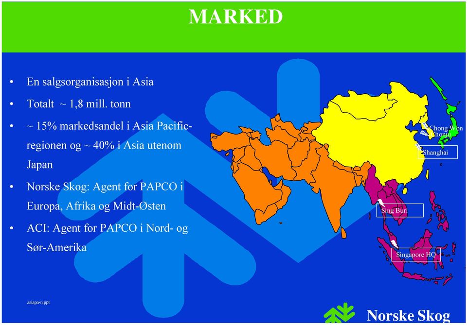 utenom Japan : Agent for PAPCO i Europa, Afrika og Midt-Østen ACI: