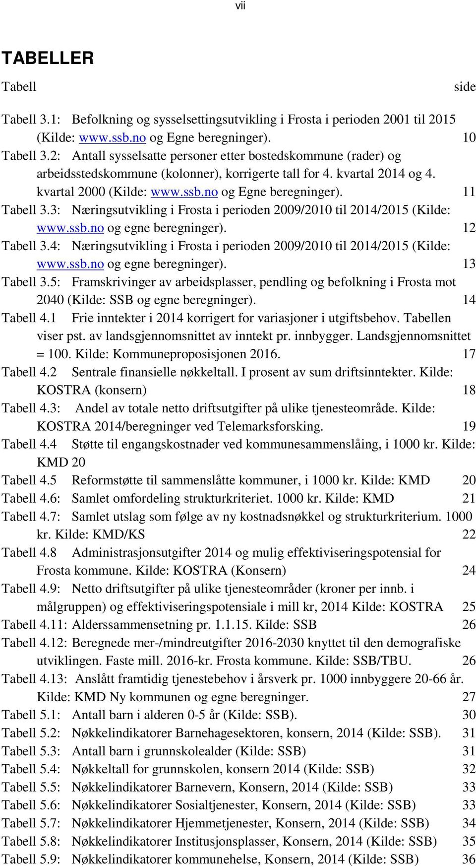 11 Tabell 3.3: Næringsutvikling i Frosta i perioden 2009/2010 til 2014/2015 (Kilde: www.ssb.no og egne beregninger). 12 Tabell 3.