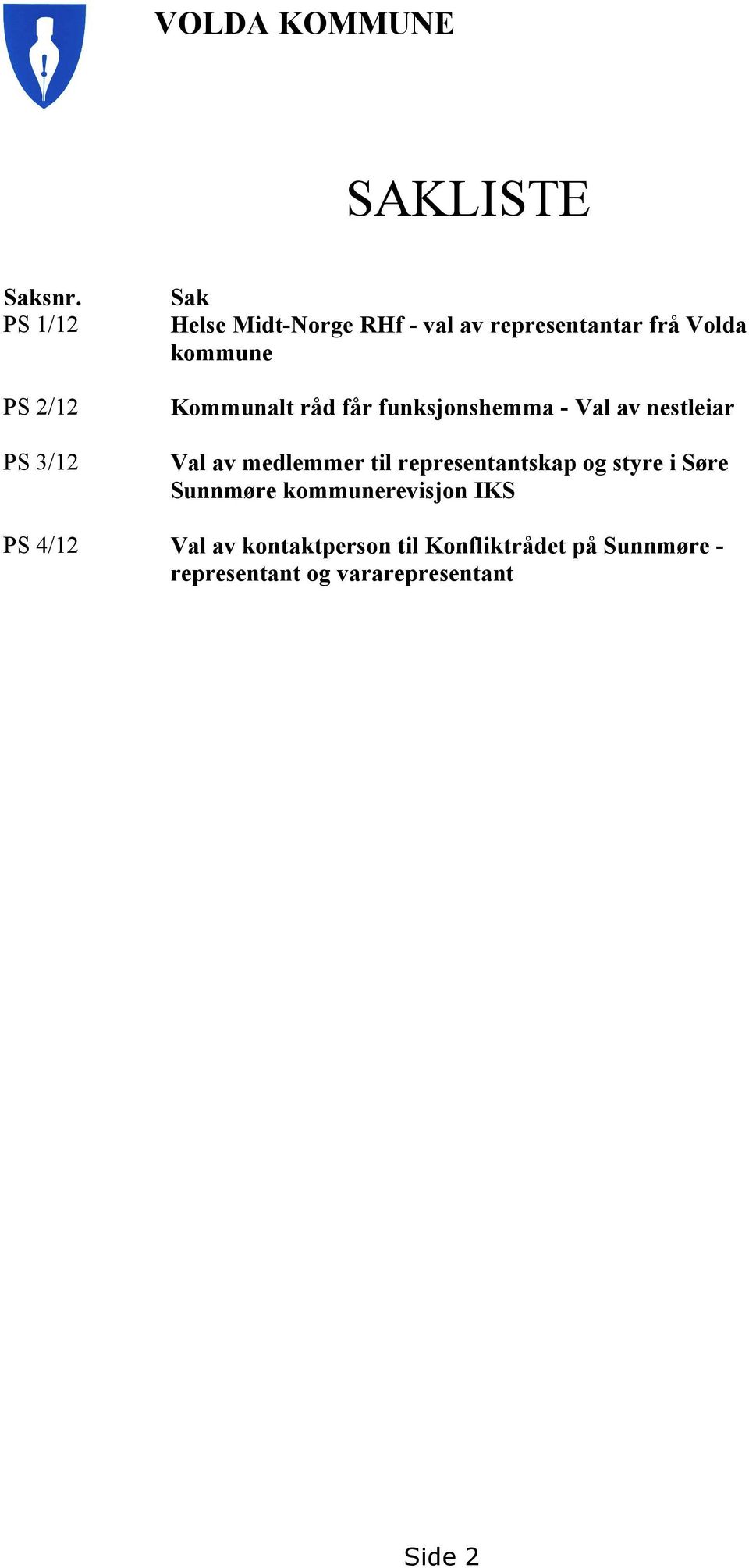 kommune Kommunalt råd får funksjonshemma - Val av nestleiar Val av medlemmer til