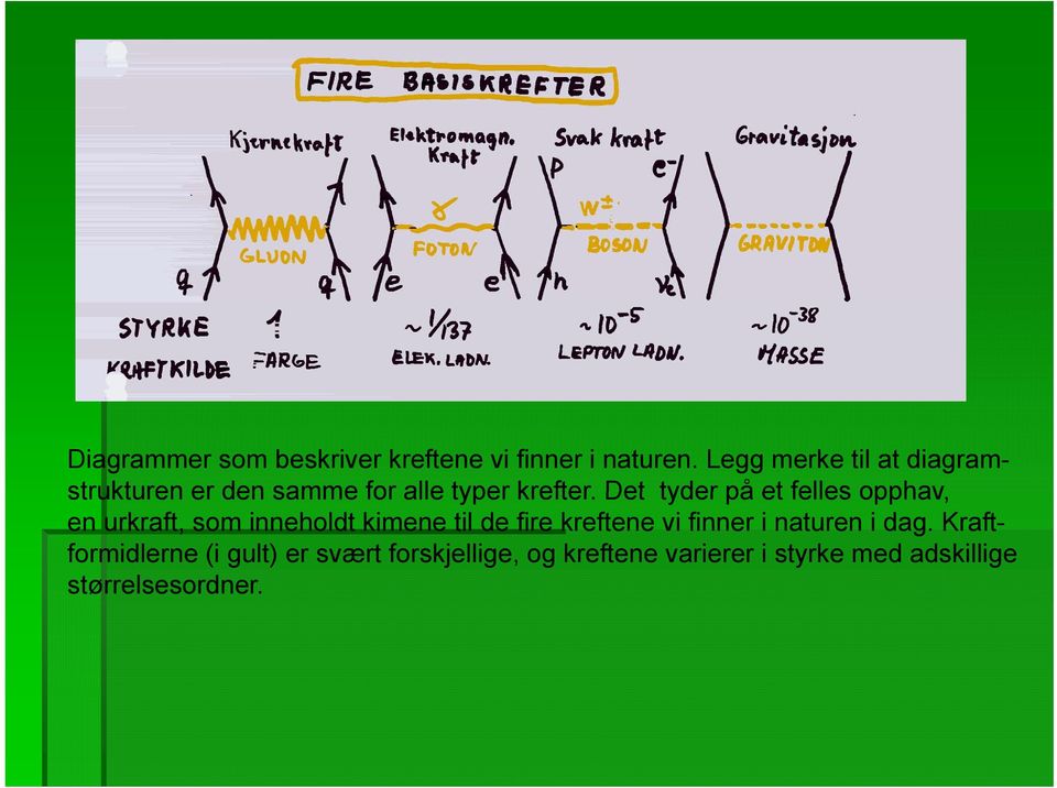 Det tyder på et felles opphav, en urkraft, som inneholdt kimene til de fire kreftene vi