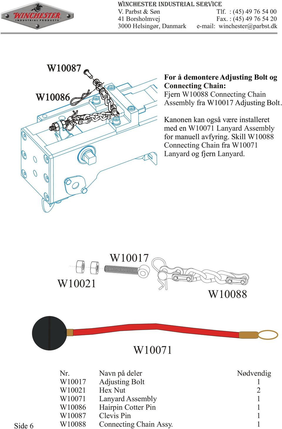 Skill W10088 Connecting Chain fra W10071 Lanyard og fjern Lanyard.